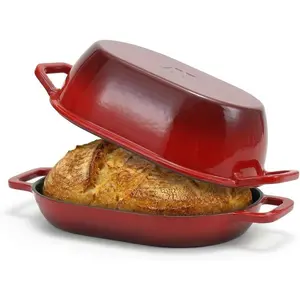 Enameled Cast Iron Oval Dutch Oven for Bread Baking,12"x8" Bread Pot with Lid,for Sourdough, Loaves & Meals,5 Qt