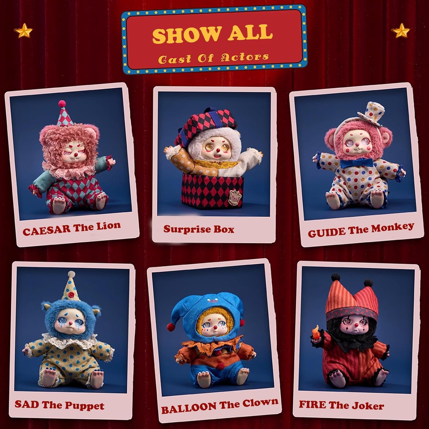 Doll blind box set, sharing the Chino Dream Journey Circus series filled mystery box toys, cute and mysterious collectible birthday gift, DIY (1 piece)