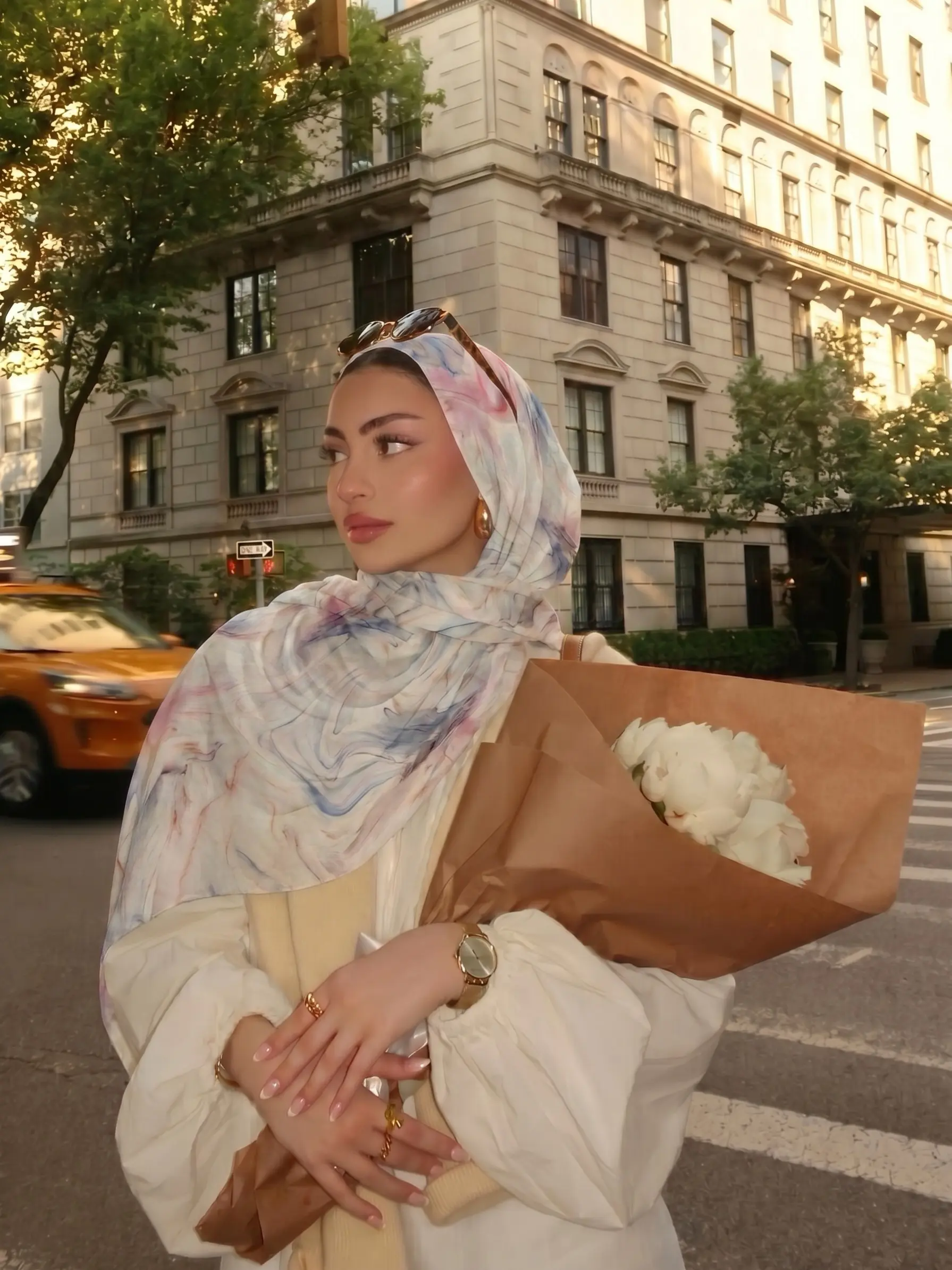 Elegant Watercolor Gradient Polyester Headscarf, Simple Commuter Versatile Hijab for Muslim, Lightweight Abaya Matching Headwrap, Stylish Everyday Accessory