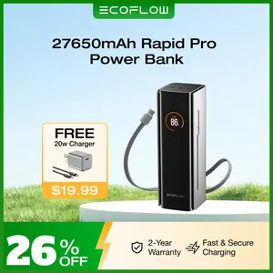 【Exclusive TikTok Gift】ECOFLOW Rapid Pro Power Bank (27650mAh, 300W Max Output, 140W Built-in Cable), 4-Port Portable Charger, TSA-Approved, Up to 320W Recharge, Compatible with MacBook, iPhone 17/16/15, Galaxy, Laptop