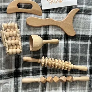 Wooden Massage Tool Set, 1–6-Piece Manual Wood Muscle Massager for Herbal Therapy, Multi-Pack Options