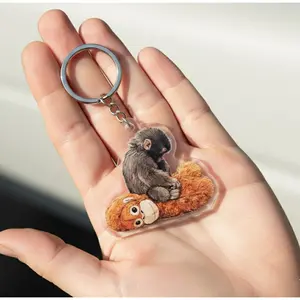 Punch Baby Monkey Acrylic Keychain, Viral Baby Monkey Inspired Charm, Gift For Fan Car Magnet