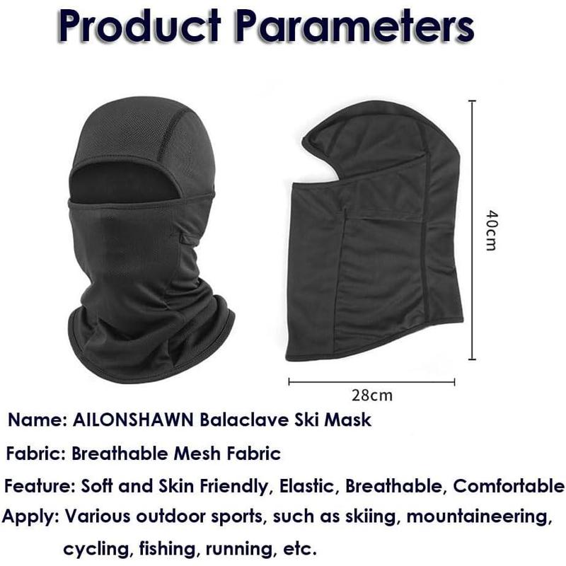 Tactical Black Full Face Mask - Lightweight Sweat-Wicking Balaclava for Biker, Cycling, Fishing & Skiing