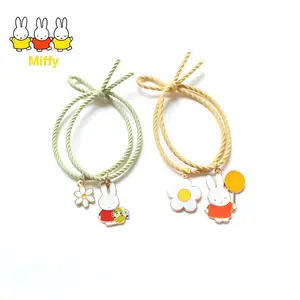 Kawaii Miffy Rabbit Colorful Flower Hair Tie Ins Sweet Cartoon Cute Headwear Hair Tie Girl Student Gift