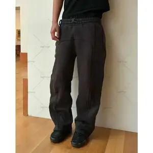 Vintage Plain Oversized Sweatpants for Men - Harajuku Casual Loose Knitted Trousers, Black Streetwear Pocket, Vintage Style baggysweatpants Menswear Beige track pants