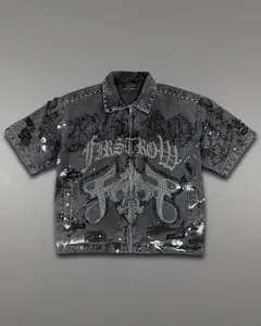First Row Jacket - Canva W/Studs - Black - FRH3004