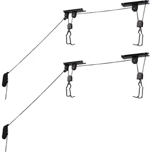 Bike Hanger - Overhead Hoist Pulley System with 100lb Capacity for Bicycles or Ladders - Secure Garage Ceiling Storage by Rad Sportz