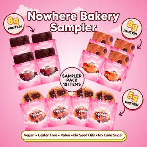 The Nowhere Box 12 pack - Refrigerated Plant-Based, Gluten-Free, Refined Sugar Free. Sweet Desserts - Includes Cookies, Brownies and Blondies