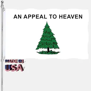 An Appeal to Heaven Flag 3x5 Double Sided Outdoor Heavy Duty Pine Tree Flags 3 Ply Polyester Material with 2 Metal Grommets, 4 Rows of Stitching