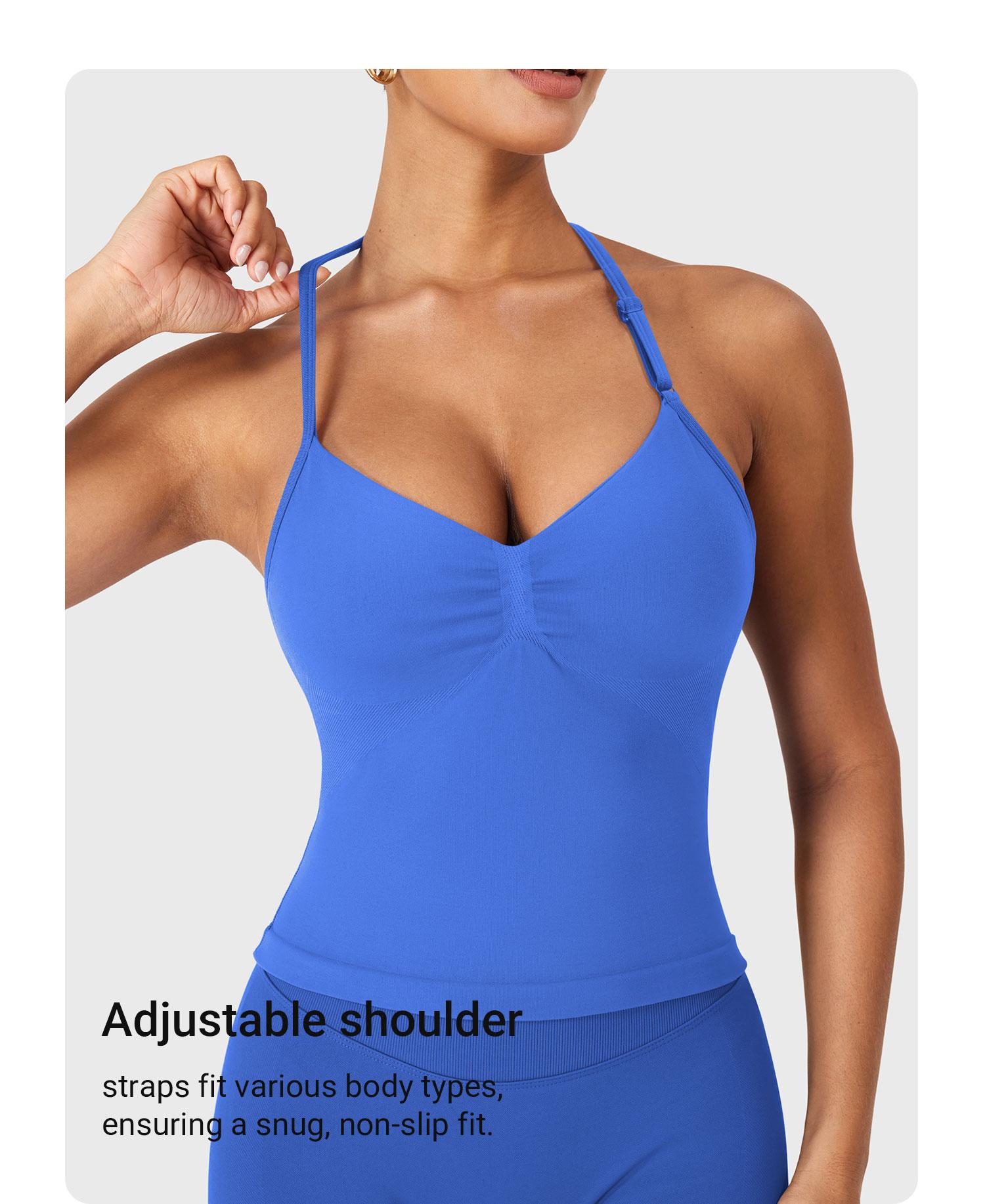 YEOREO SoftHue Women's Longline Halter Tank Top Strappy Backless Adjustable Gym Workout Top Yoga Sports Vest Fitness Activewear