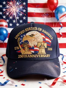 250th Anniversary Celebration 1776-2026 Flag CowboyHat, Holiday Party Embroidered Vintage Hat, EverydayCasual Hat, Patriot, Father, Child Husband Friend