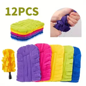12 Pcs Duster Refill Reusable Fleece Duster Refills Feather Dusters Multi Surface Washable Cleaning Pads Tools for Home, Blinds, Fans, Corners, Furniture Hand Cover