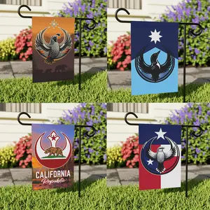 Minnesota California Texas Rebel Alliance Garden Flag without Flag Pole, California Republic Bear House Flag, Creative Outdoor Decor for Home Garden Yard & Lawn