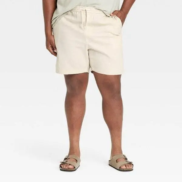 Men's Big & Tall 7" Elevated Linen Pull-On Shorts Goodfellow & Co Best Beige 4XL