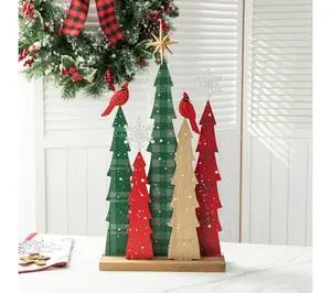 Glitzhome 23.5"H Wooden Christmas Tree Table Decor