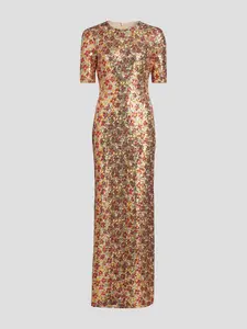 Short Sleeve Sequin Gown