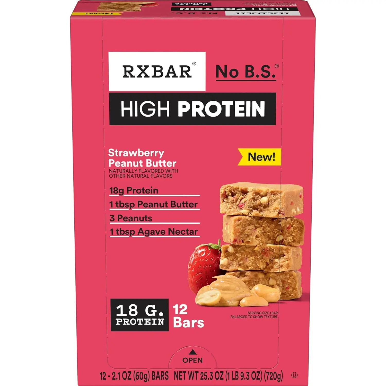 RXBAR HIGH PROTEIN Bars – Strawberry Peanut Butter (12 Bars)