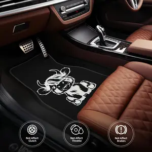 4pcs and Highland Cow Print Car Mats, Car Floor Mats, Universal Fit, Stylish Interior Protection, Fits Honda, Tesla Model Y, Van, Suv, All-Season Use