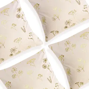 Deconovo Winter Floral Cushion Cover Faux Ultra Soft Fabric with Gold Foil Print for Home Decor