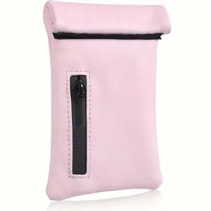 Pocket Size Smell Proof PU Leather for Home and Travel, Durable, Handheld Cosmetic Pouch