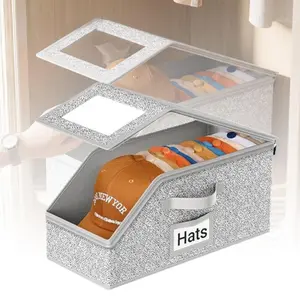 【Father's Day Gift】Stackable Baseball Cap Storage Box, Holds Up to 24 Hats – Durable Foldable Cardboard Organizer, Large Capacity Hat & Toy Storage Solution, Versatile Home & Bedroom Organizer, Dustproof, Space Saving Window