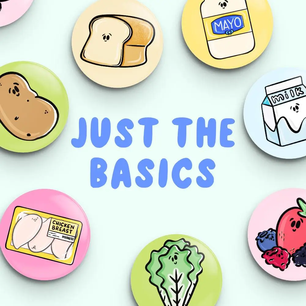 Whole Set BASICS Button Fridge Magnets
