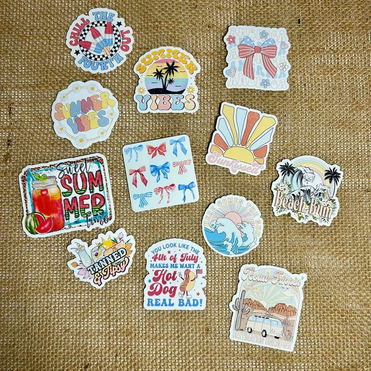 Summertime Themed Sticker Pack (12 Stickers)