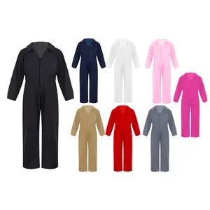 Kids Boys Stylish Clothing Long Sleeve Solid Color Coverall Style Jumpsuit