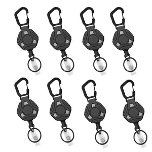 Retractable Keychain, 8 Counts/set Easy Pull Buckle, Identification Badges & Supplies for Students Teachers Outdoor Camping
