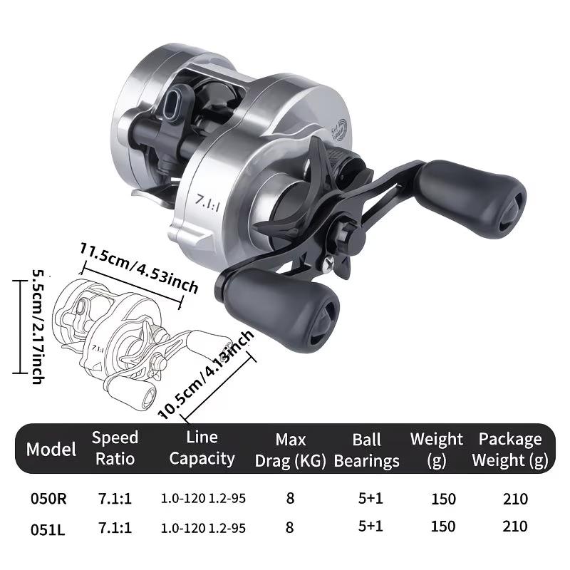 7.1:1 High Speed Baitcasting Reel - 1PC Metal Fishing Reel with Magnetic Brake, Smooth Casting Fishing Wheel for Freshwater & Saltwater