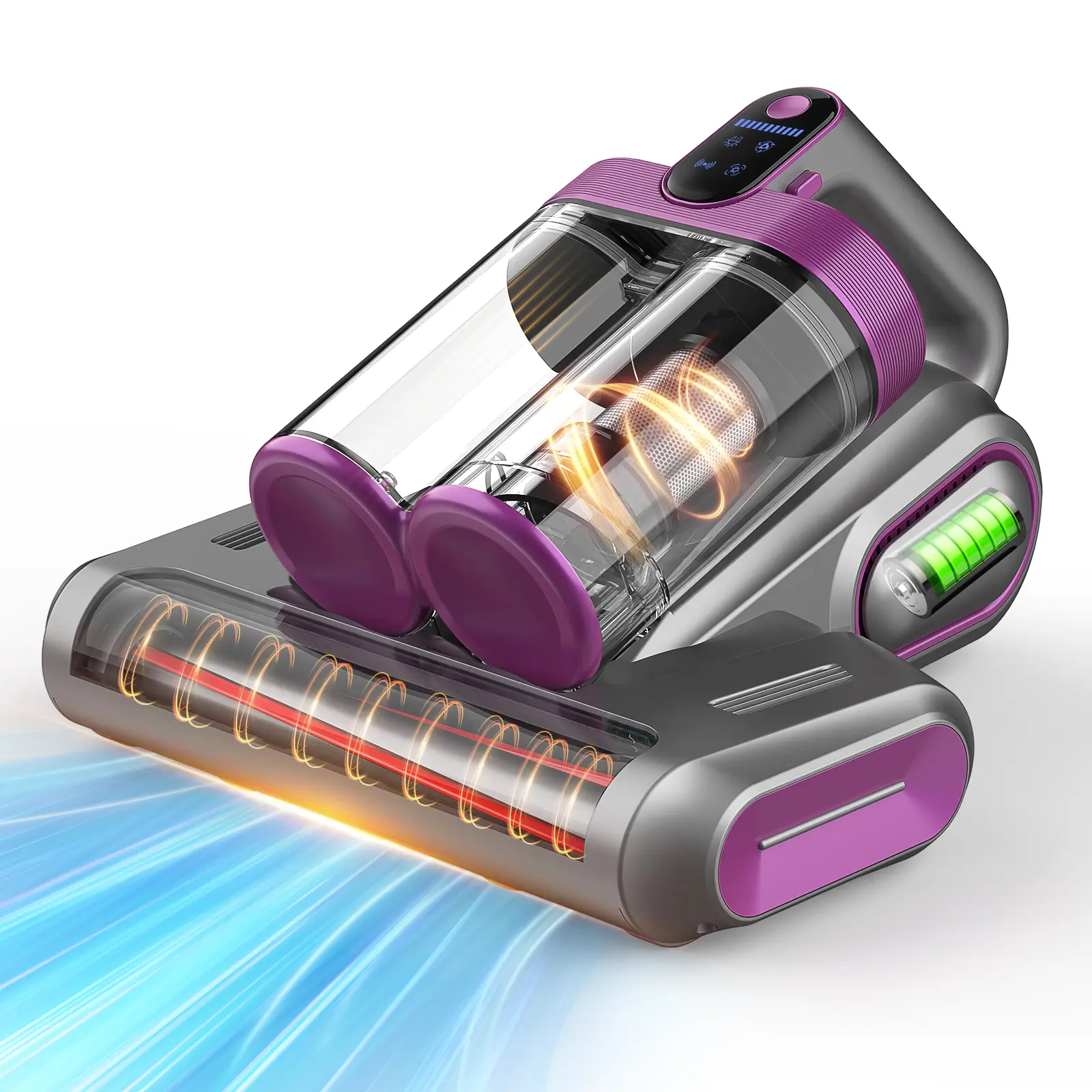 Cordless Handheld Mattress Vacuum Cleaner, 16000Pa Hurricane Suction Deep Cleaning Machine with UV-C Light, Ultrasonic Technology, Dual Cup Design, Antibacterial Steel Filter for Bedding, Sofa, Curtains, Upholstery