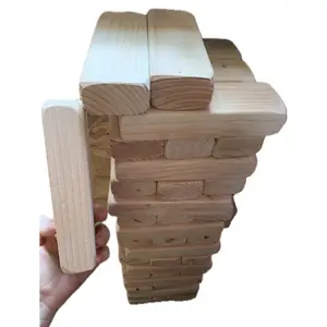 Giant Fun Games Tumble Tower Game Timbers Wood 54 Blocks Outdoor Jumbo Stacking Game for Yard and Lawn Fun, Ideal Gift for Kids and Weddings
