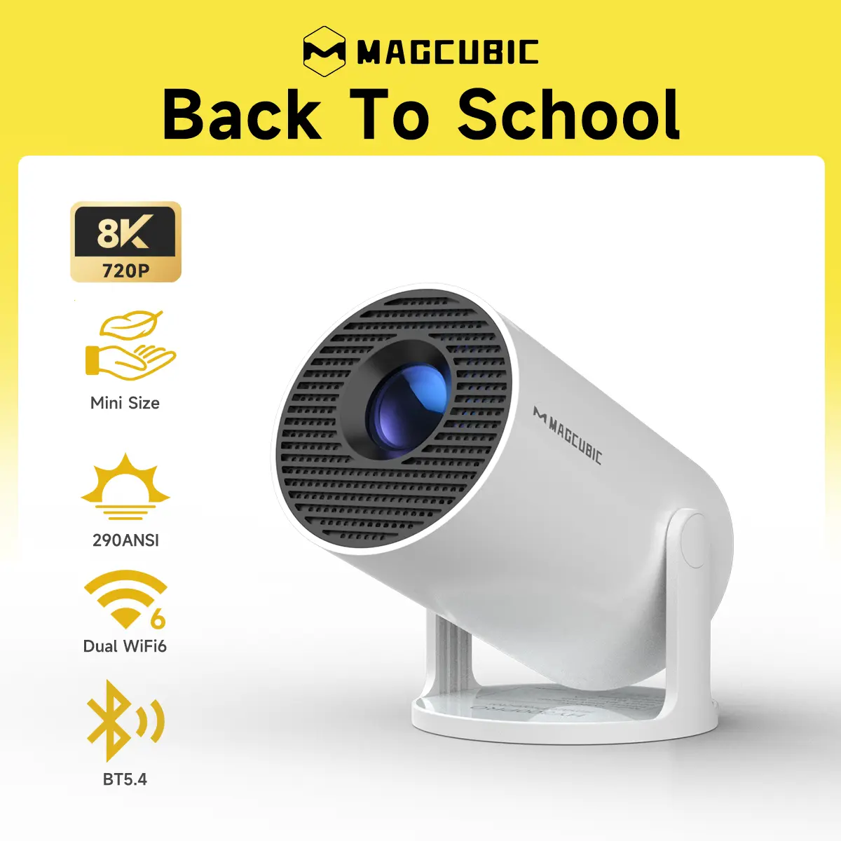 [US warehouse] Magcubic HY300Pro Projector 290ANSI Android 14 Dual WiFi6 8K 4K Decode Auto Keystone Correction Wireless BT5.4 130"Screen 1280*720P Built-in Speaker AllwinnerH726 Mini Portable Outdoor Gift Projectors for bedroom #TikTokShopBackToSchool