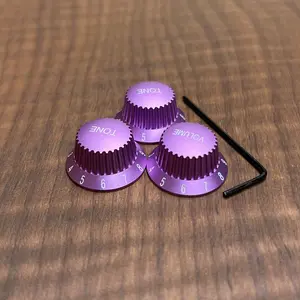 Warmtone CG Anodized Aluminum Strat Knob Set “Violet” Set Screw