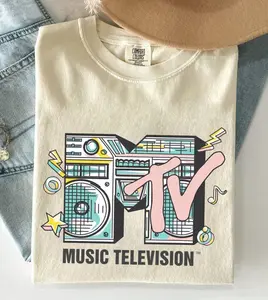 MTV Classic Vintage TV Signal Logo Comfort Colors Shirt, Retro 80s & 90s MTV Family Matching Tee, Vintage MTV Birthday Girl Music Television