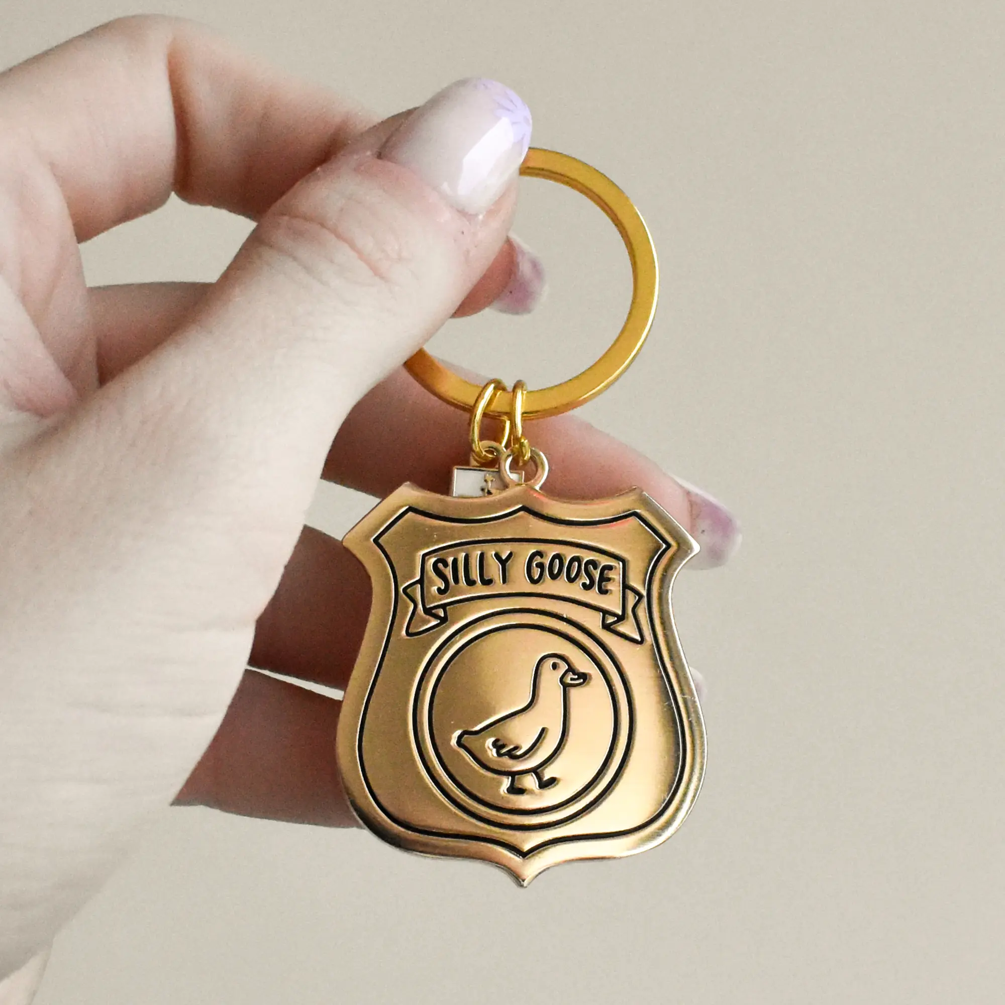 Silly Goose Badge Keychain