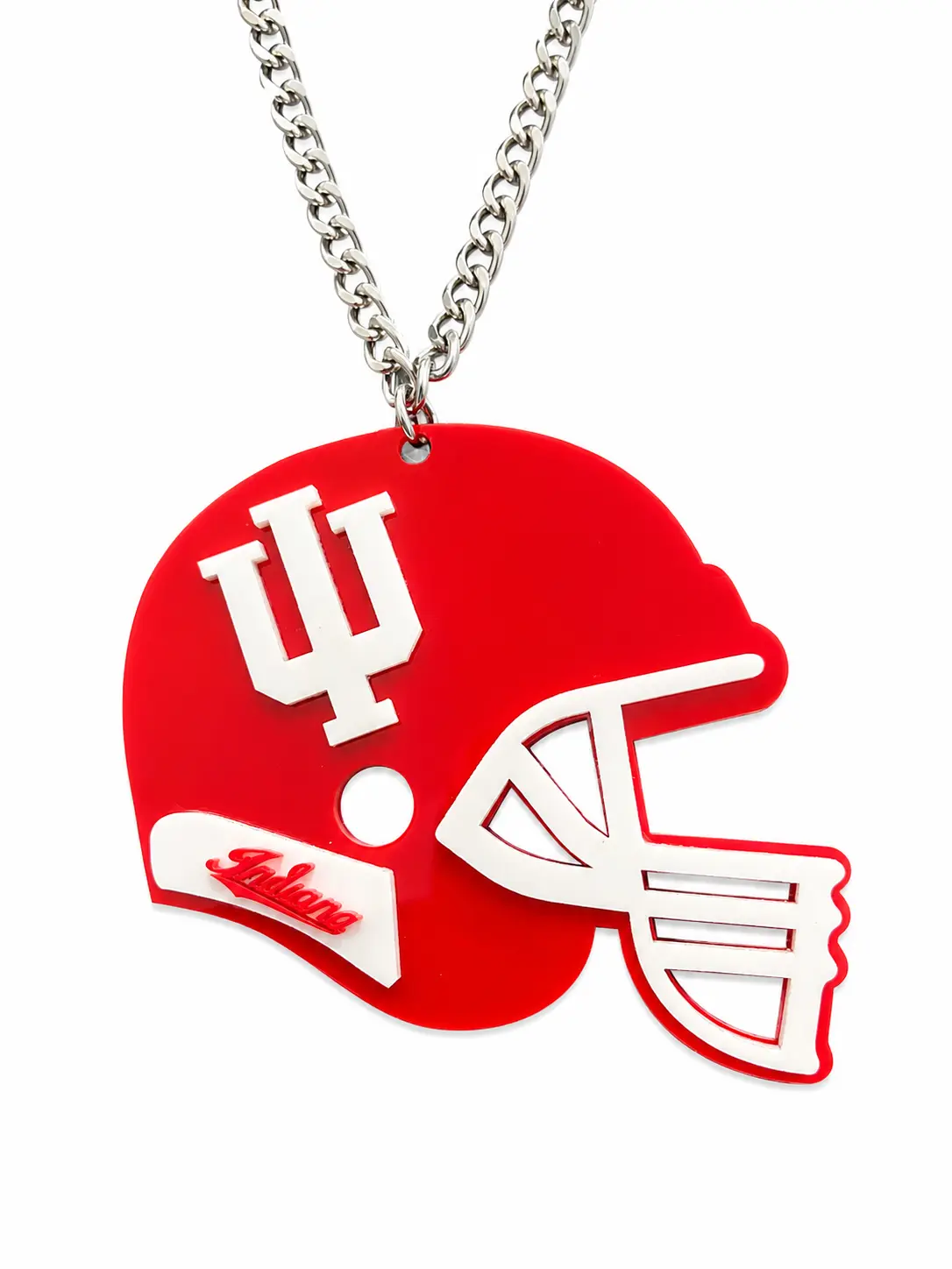 Custom Red Football Helmet Acrylic Fan Chain – Sports Inspired Pendant Necklace