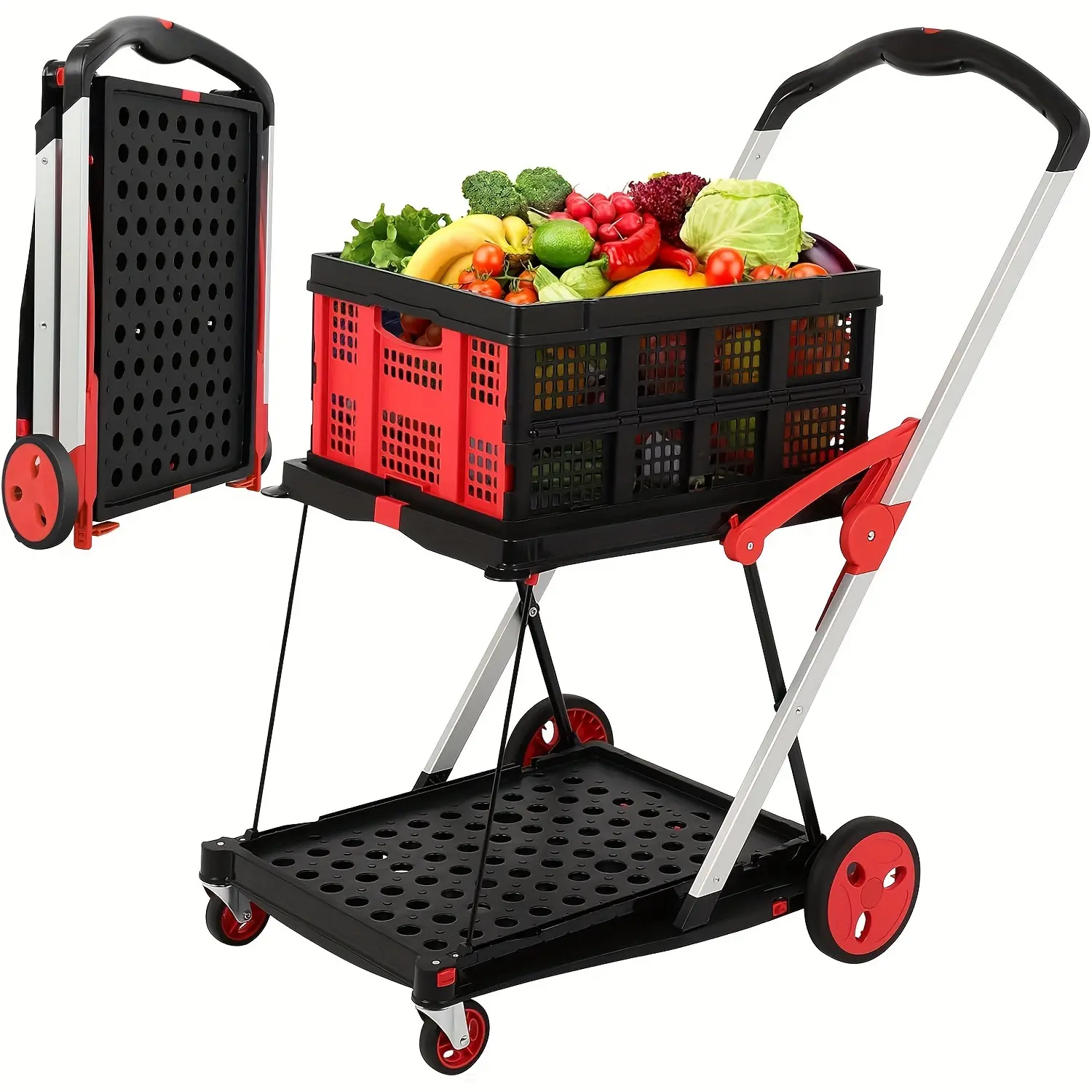 Foldable Multi-Functional Cart with Wheels, Multi-Purpose for Shopping ...