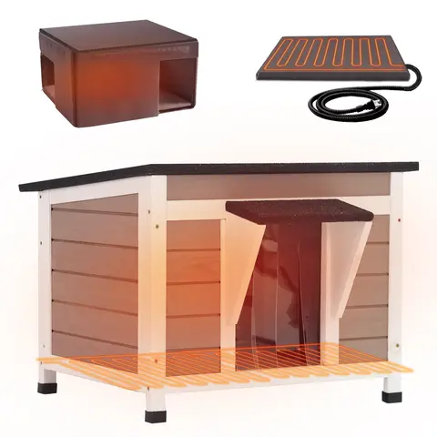 Aivituvin Small Wood Outdoor Cat House - 3-Layer Insulated Design, 6-Sides All-Around Insulated Liner, Weather-Resistant Enclosure, PVC Door Strip, Asphalt-Free for Year-Round Use