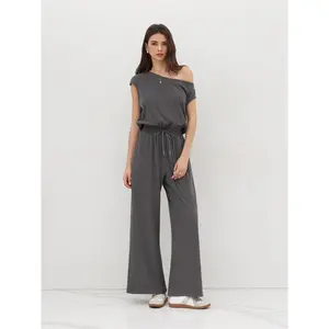Cider Asymmetrical Neck Drawstring Jumpsuit