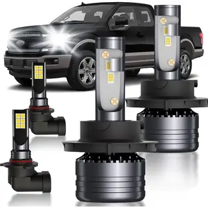 Ford F150 2004-2014 LED Bulbs Combo 4pcs Super Bright White High Low Beam & Fog Lights 300% Brighter Easy Install IP65 Waterproof