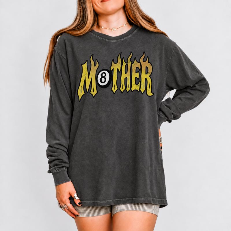 Comfort Colors Retro Mother 8 Ball Long Sleeve Shirt, Trendy Mama Crewneck, Edgy Mom Graphic Long Sleeve, Mother's Day Gift