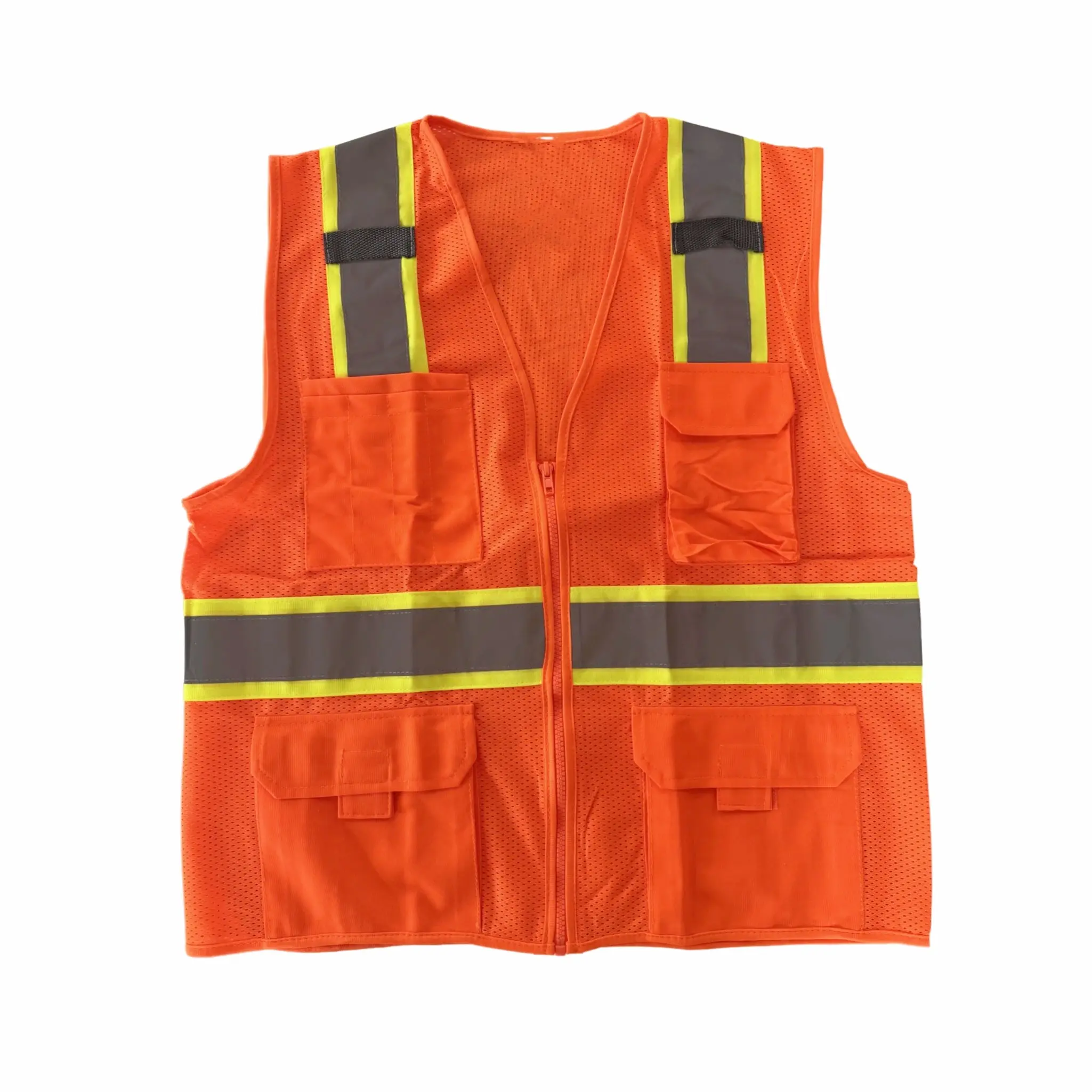 Neon Mesh Safety Vest High Visibility Lightweight Breathable Work Vest Reflective Style Safety Green Orange Black Royal Blue Sizes S-3XL Construction Workwear