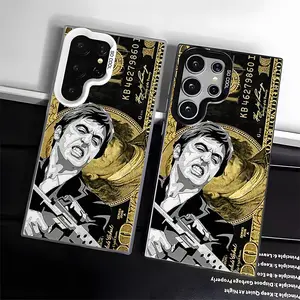 Creative Scar Face Painted Pattern Phone Case for SAMSUNG GALAXY S22 S23 S24 FE ULTRA PLUS Hard TPU PET PC Black White Stylish Gift Ideas Anti-drop Cellphone Protective Case Shockproof Protector Mobile Phone Cover