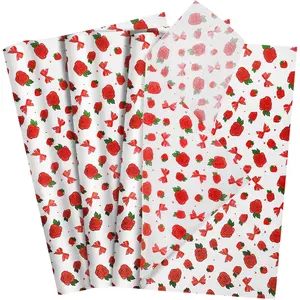 60 Sheets Gift Wrapping Tissue Paper Bulk, Red Rose Bow Strawberry Tissue Paper for Gift Bags, Decorative Art Papers for DIY Crafts Valentines Day Wedding Birthday Holiday Party Decor, 20x14 Inches