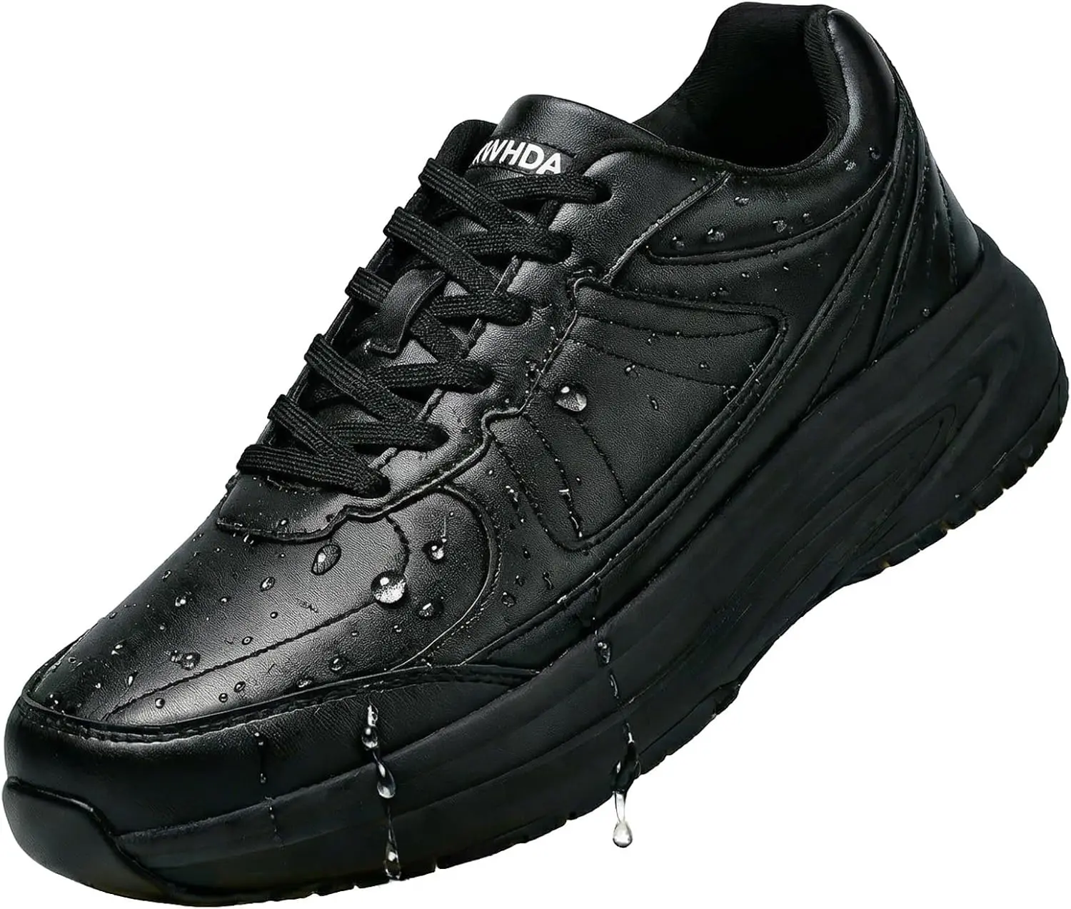 Non Slip Work Shoes for Men Chef Shoe Lightweight Waterproof Oil Resistant Resistant Food Service Sneaker for Kitchen, Restaurant, Waiters - Black