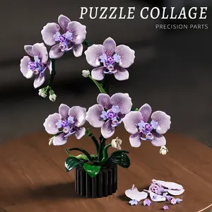 Creative Orchid Forever Flower Potted Plant Block Set Phalaenopsis DIY Brick Toy Valentine's Day Gift Girl Birthday Gift Stem Building Blocks