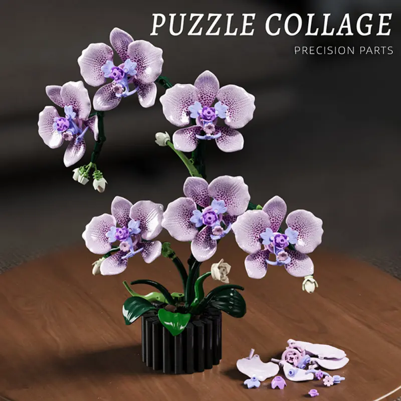 Creative Orchid Forever Flower Potted Plant Block Set Phalaenopsis DIY Brick Toy Valentine's Day Gift Girl Birthday Gift Stem Building Blocks