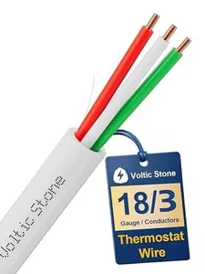 18/3 Thermostat Doorbell HVAC Wire, True Gauge 18 AWG 3 Conductors Pure Solid Copper, ETL Listed CL3R/CMR Riser-Rated Flame Retardant, RoHS & UV Res, for 0–30V Low Voltage Control - 100FT