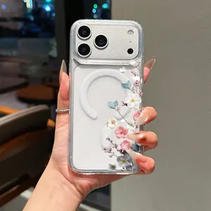 A Butterfly Vine Floral Pattern Phone Case, Edge TPU, Back Panel Acrylic Anti-drop High Transparency Magnetic 1800, Suitable for iPhone 17/16/15/14/13/12/11 PRO MAX PLUS AIR E XS and PROMAX, Ideal Gift for Friends, Family, or Couples, YKLCX20
